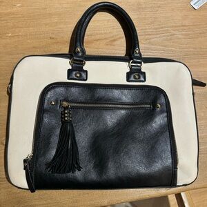 Aldo 15 inch Black and White Leather Laptop Bag